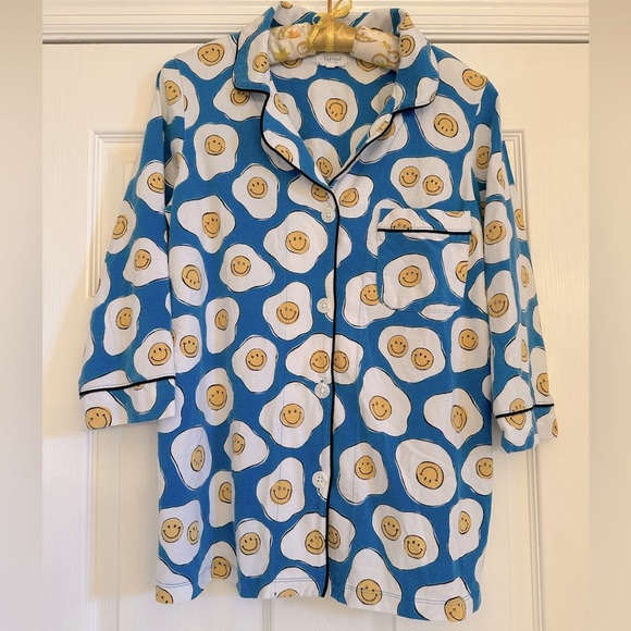 🌸3 for $20🌸 Bed Head Pajama Top ONLY Sunnyside Up Sz S Organic Cotton Smileyface - Picture 1 of 10
